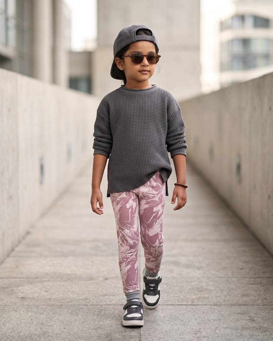 Pink Swirl | Printed Girls Leggings