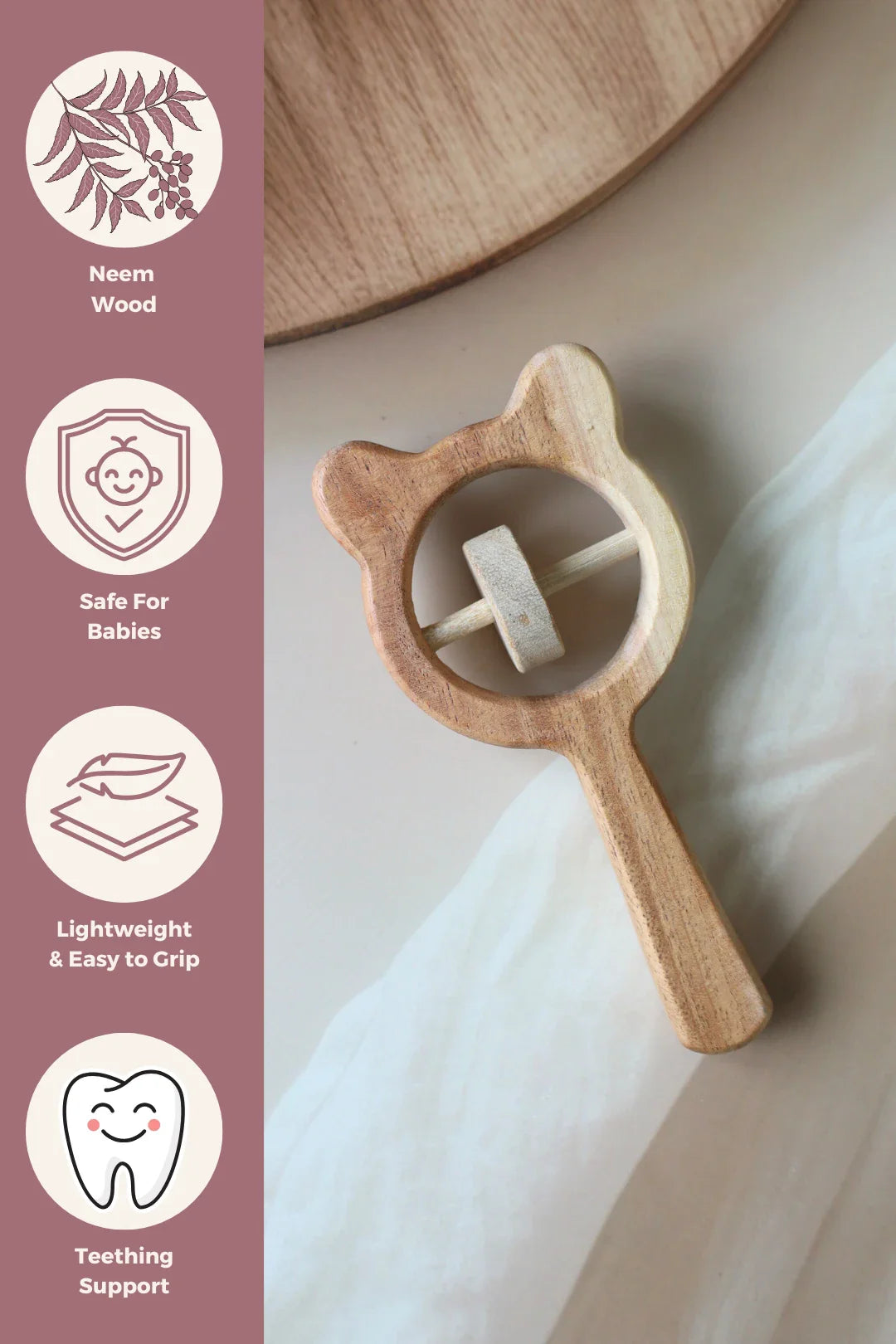 Bear-Wooden Baby Rattle