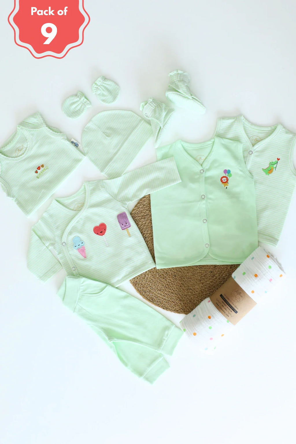 Pistachio Garden-Newborn Essentials Gift Combo