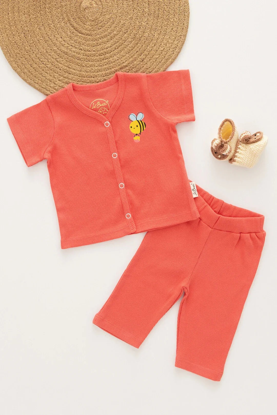 Cheery Buzz-RibKnit-Unisex Baby Top and Pant Set