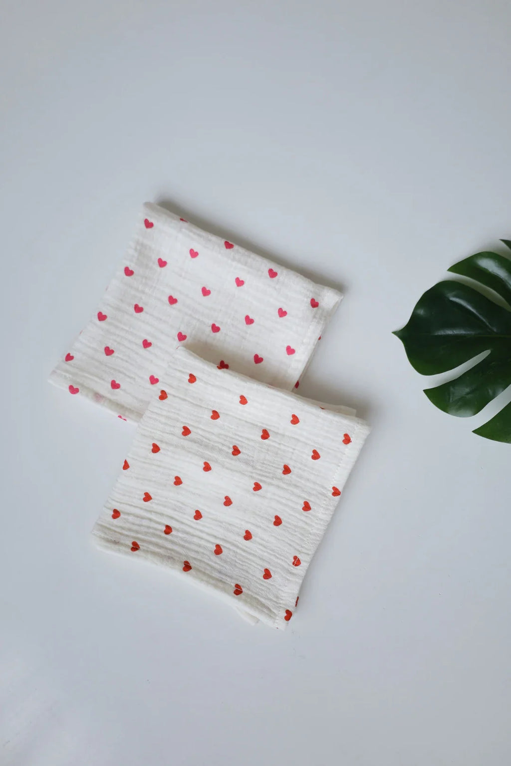 Cherry Heart-Muslin Baby Wipes-Pack of 2