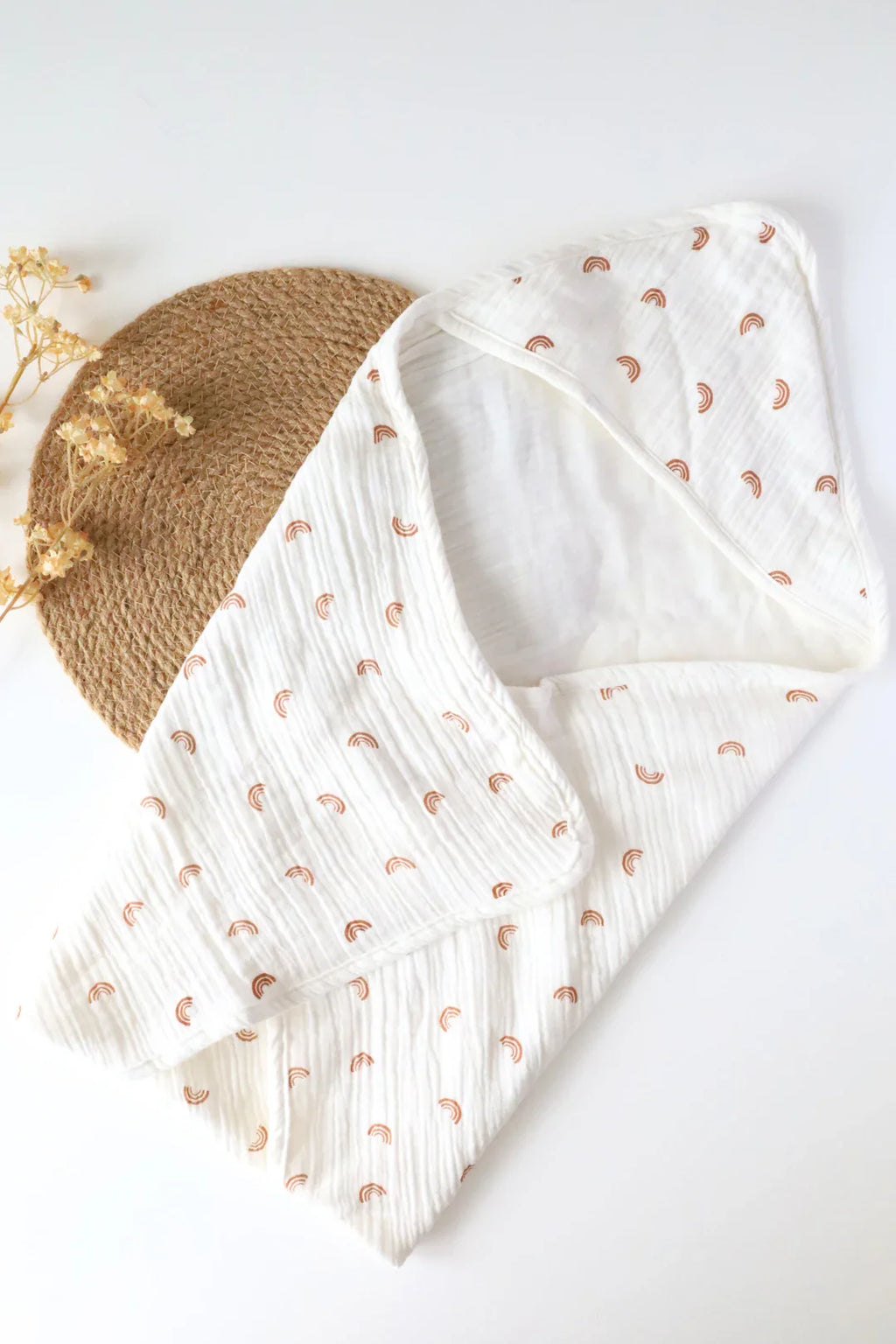 Cocoa Arcs-Muslin Hooded Baby Towel