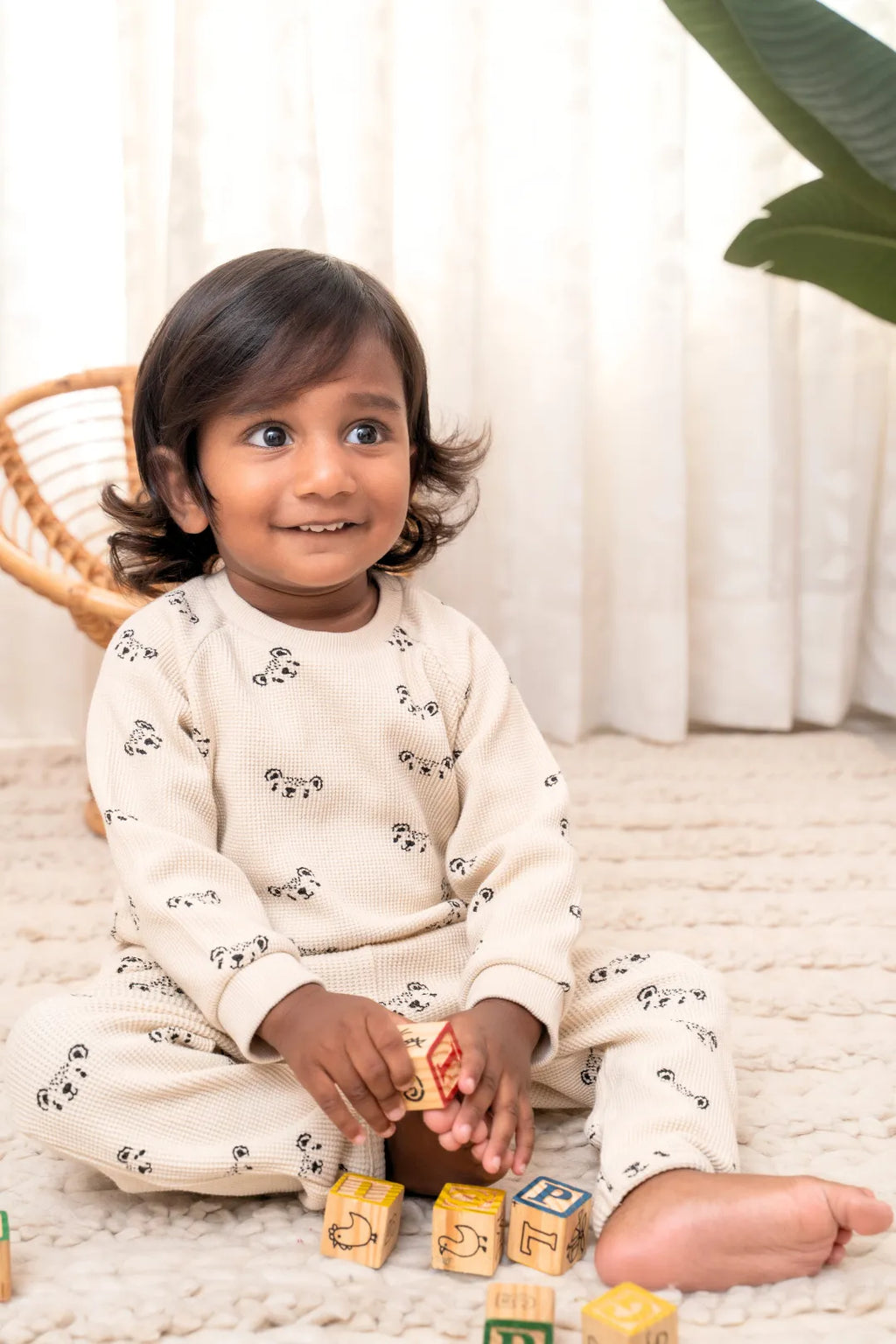 Ecru-Waffle-Kids-and-Baby Co-Ord Set