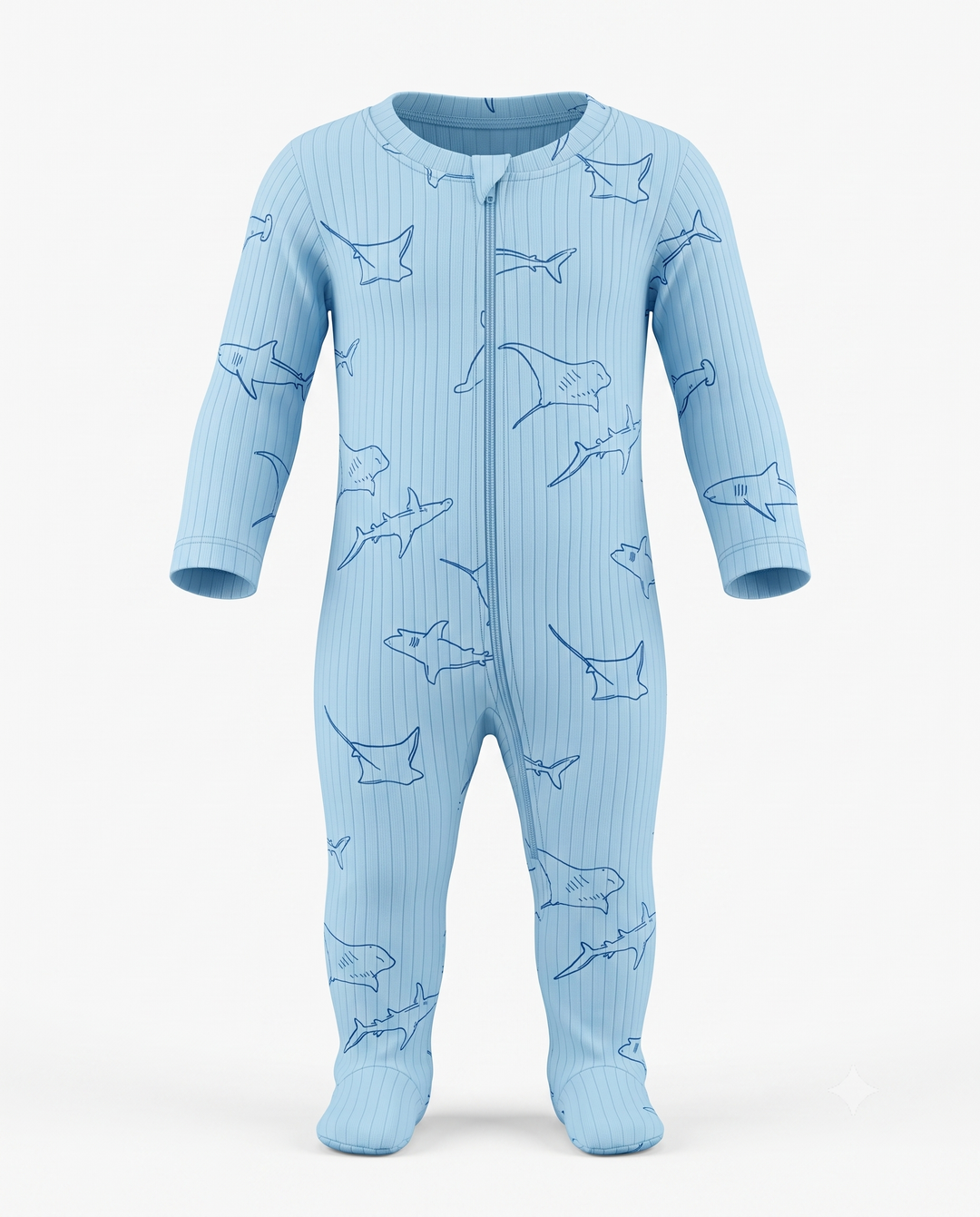 Blue Whale | Ribbed Baby Jumpsuit with Feet