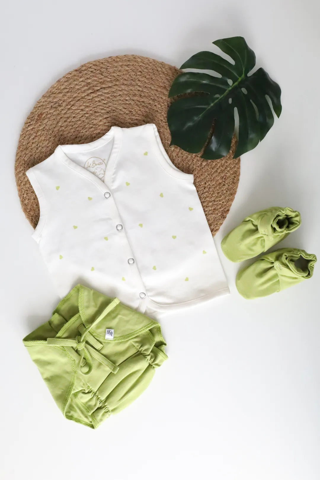 Green Lil Hearts-Newborn Clothes Set