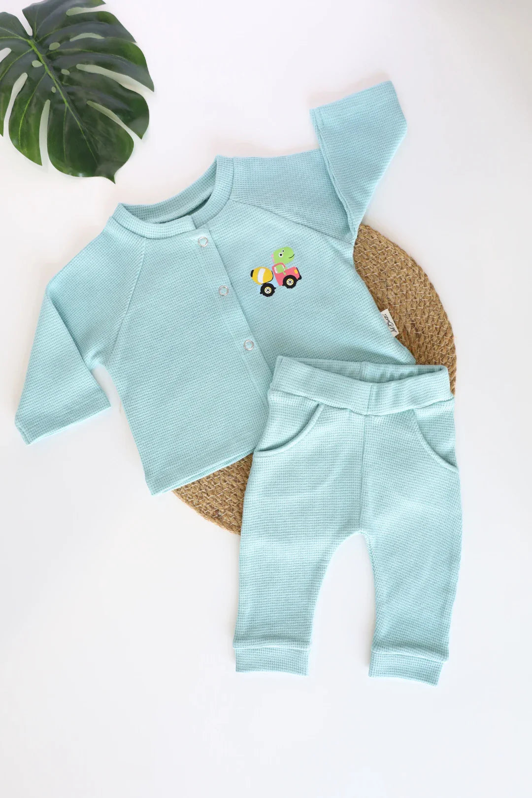 Little Aqua Flat Waffle Newborn Clothes Set