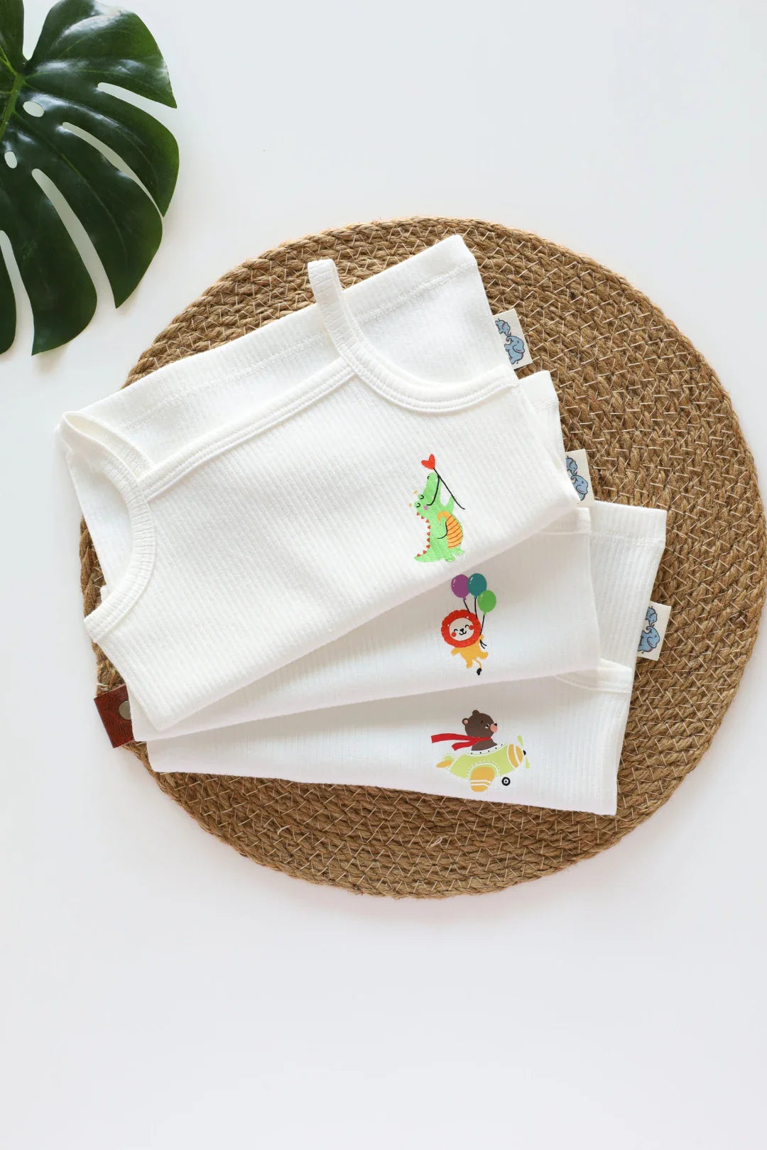 Little Jungle-Ribknit Spaghetti Top Pack of-3