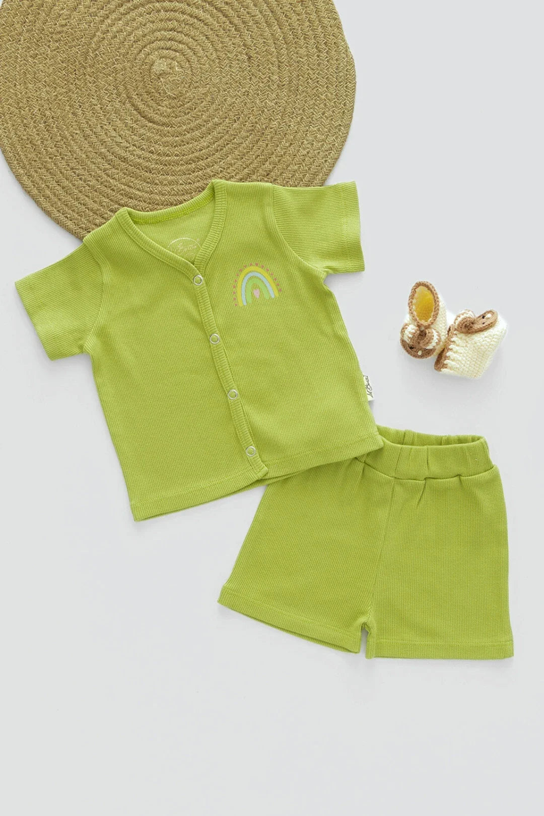 Meadow Sparkle-RibKnit-Newborn Jabla and Shorts