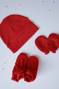 Trio Cherry-Cap, Mitten and Bootie