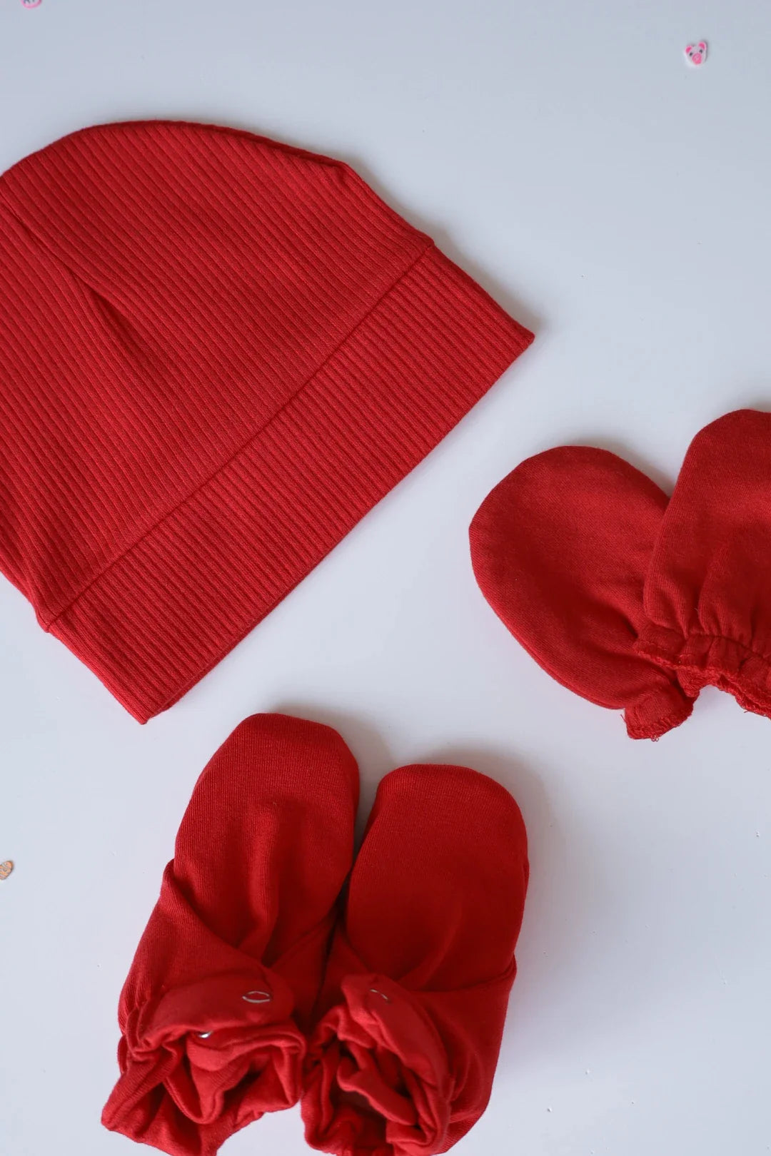 Trio Cherry-Cap, Mitten and Bootie