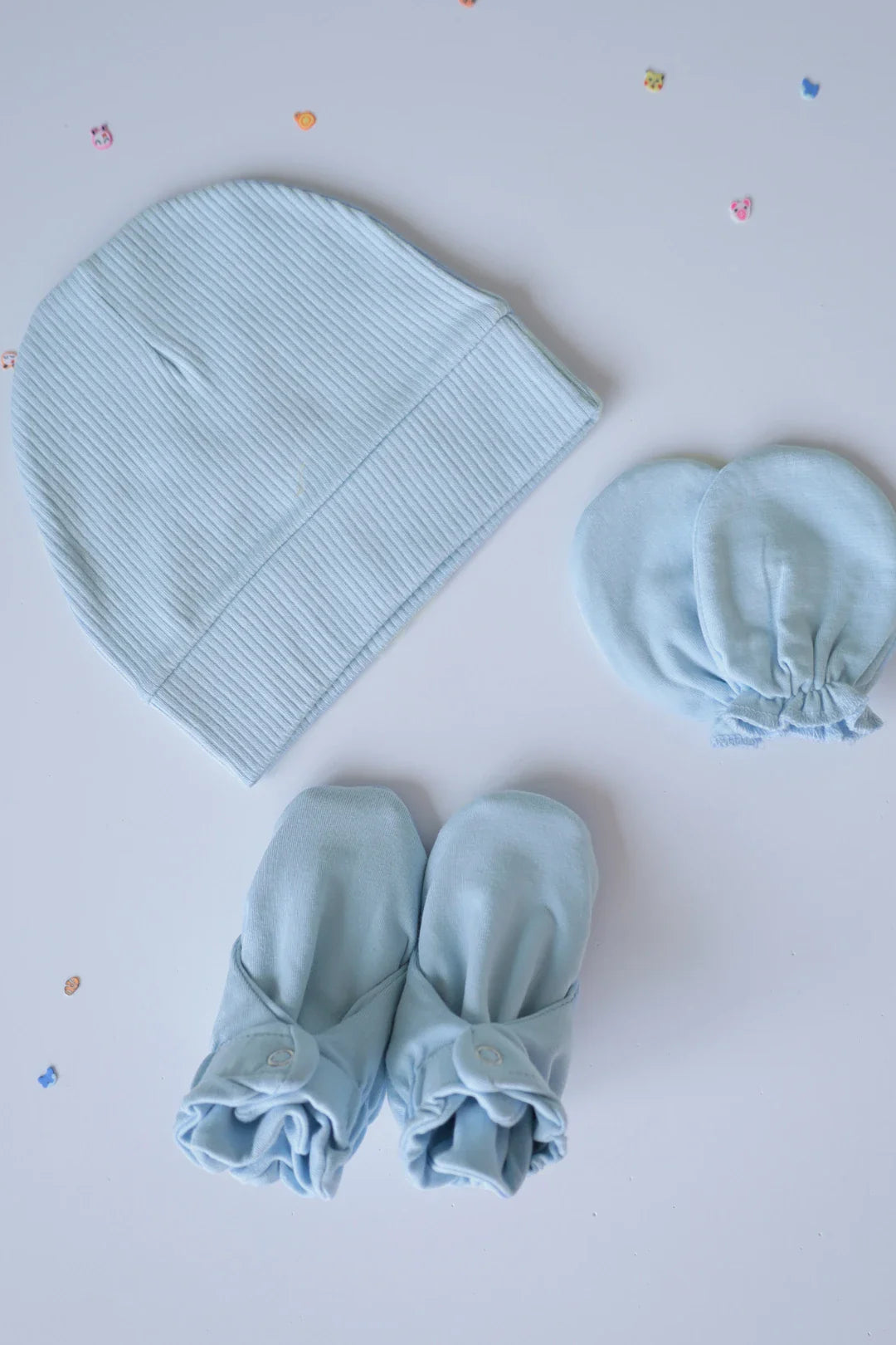 Trio Cloud Blue-Cap, Mitten and Bootie