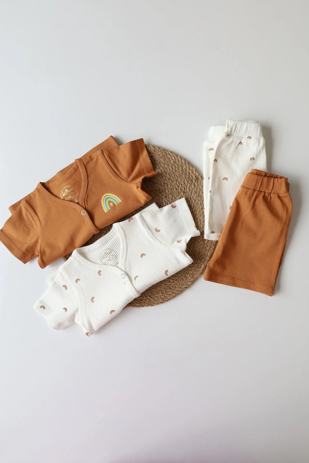 Pack of 2-Newborn Jabla and Shorts-Mocha Bow