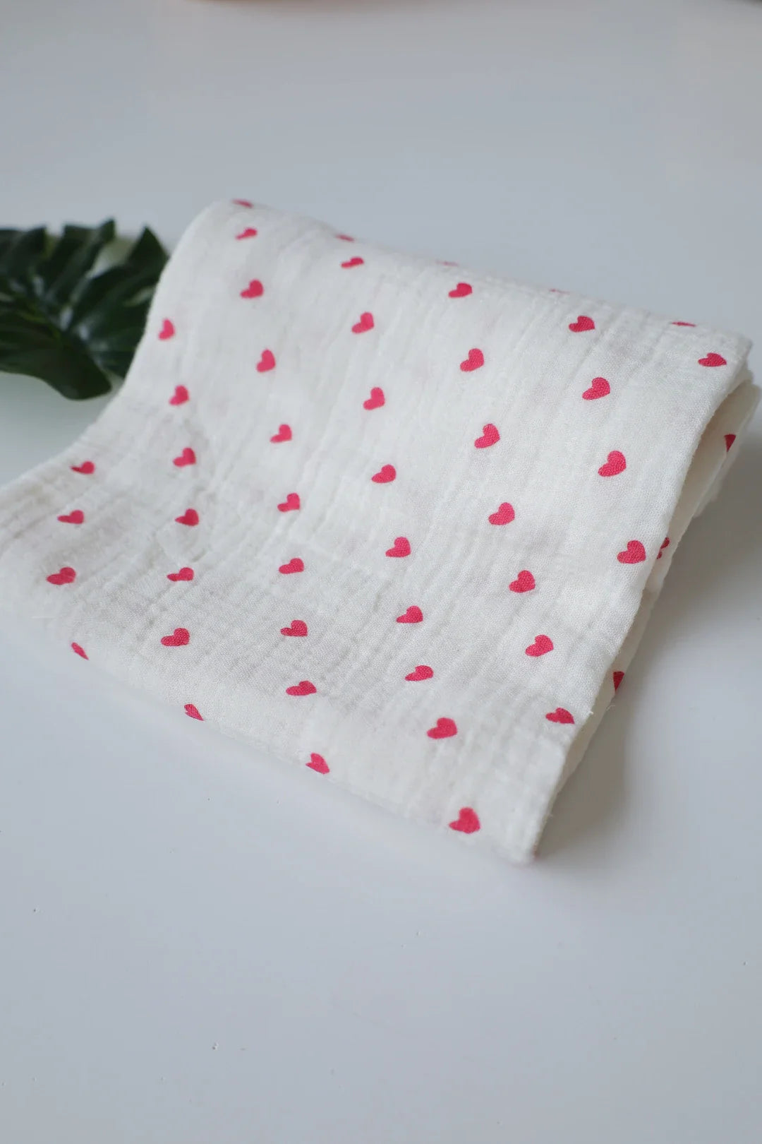 Pink Heart-Muslin Baby Swaddle