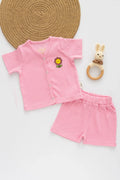 Pink Posie-RibKnit-Newborn Jabla and Shorts