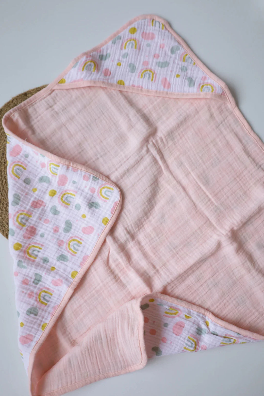 Rainbow-Muslin Hooded Baby Towel