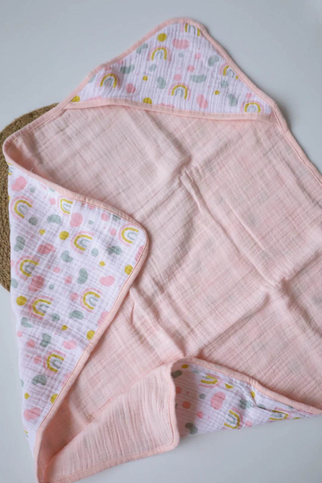 Rainbow-Muslin Hooded Baby Towel