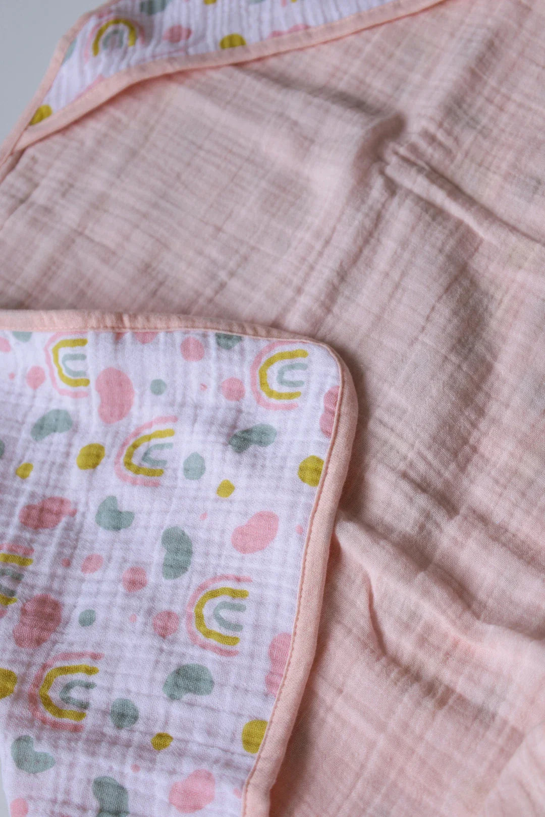 Rainbow-Muslin Hooded Baby Towel