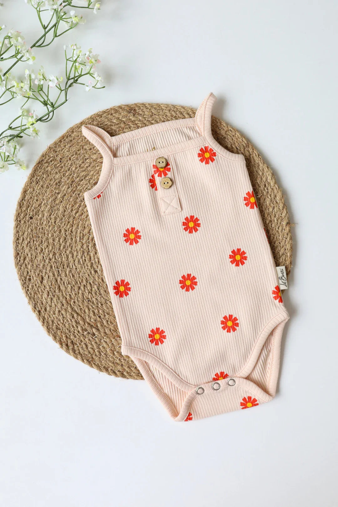 Red Gerbera-Baby Spaghetti Romper