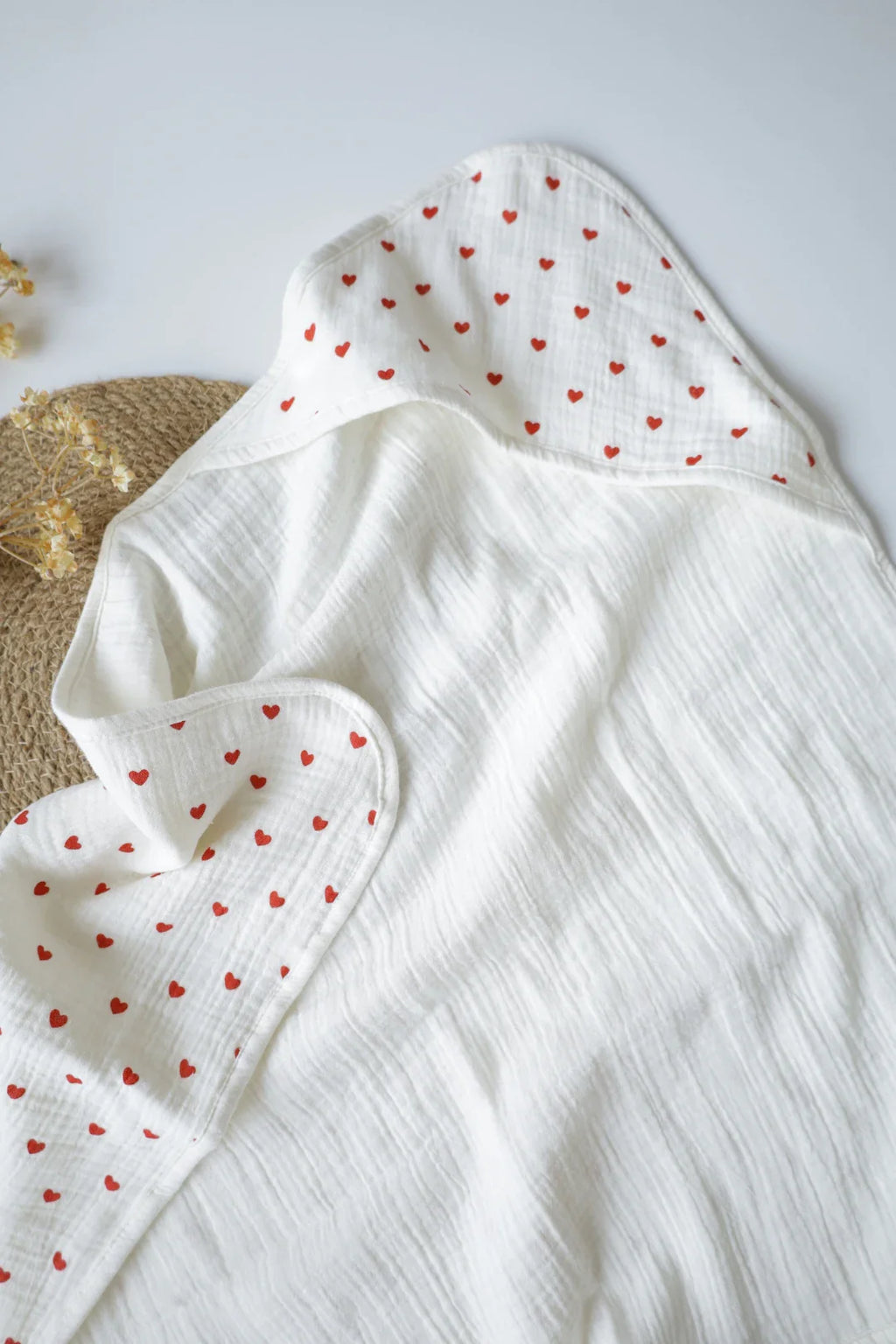 Red Heart-Muslin Hooded Baby Towel