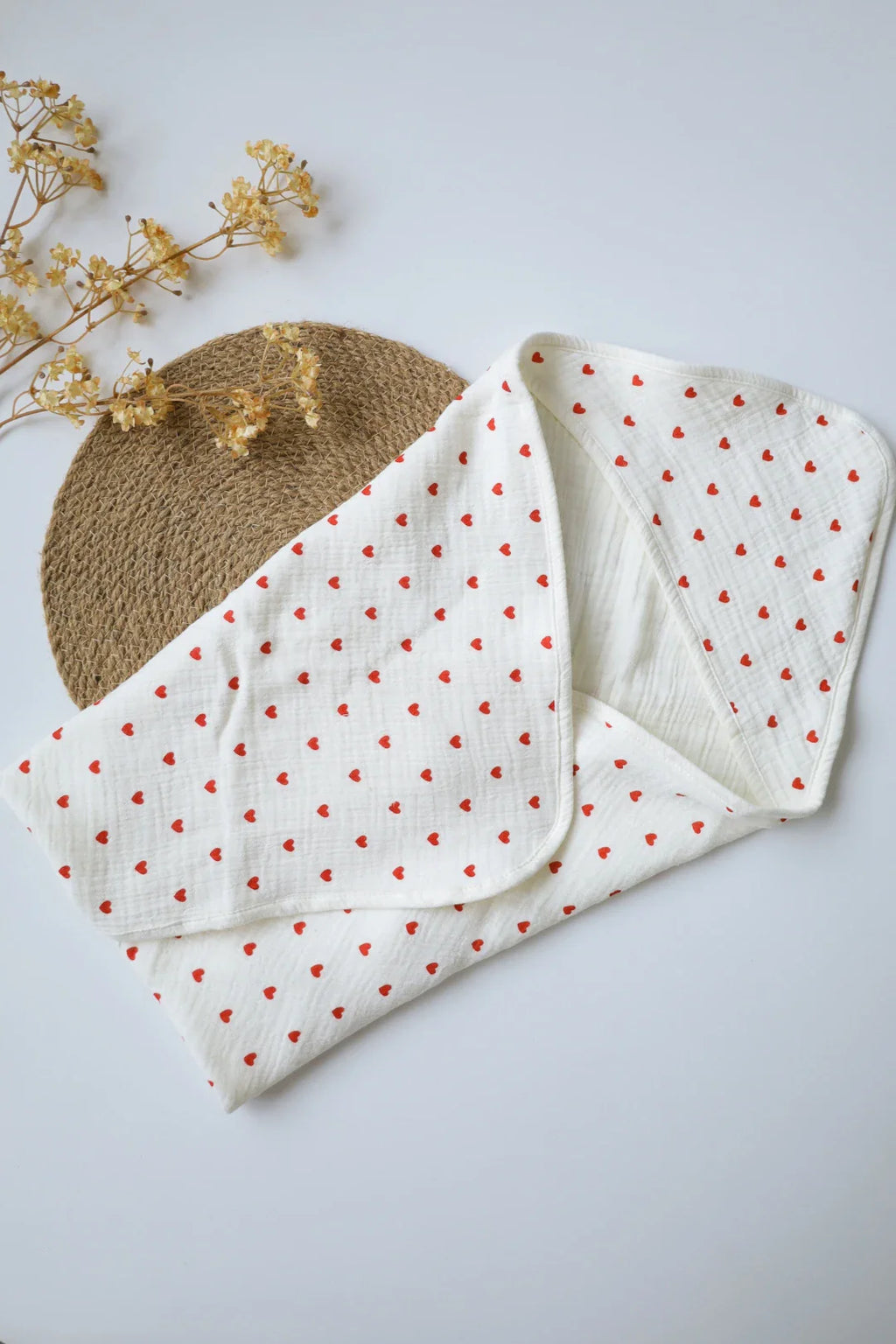 Red Heart-Muslin Hooded Baby Towel