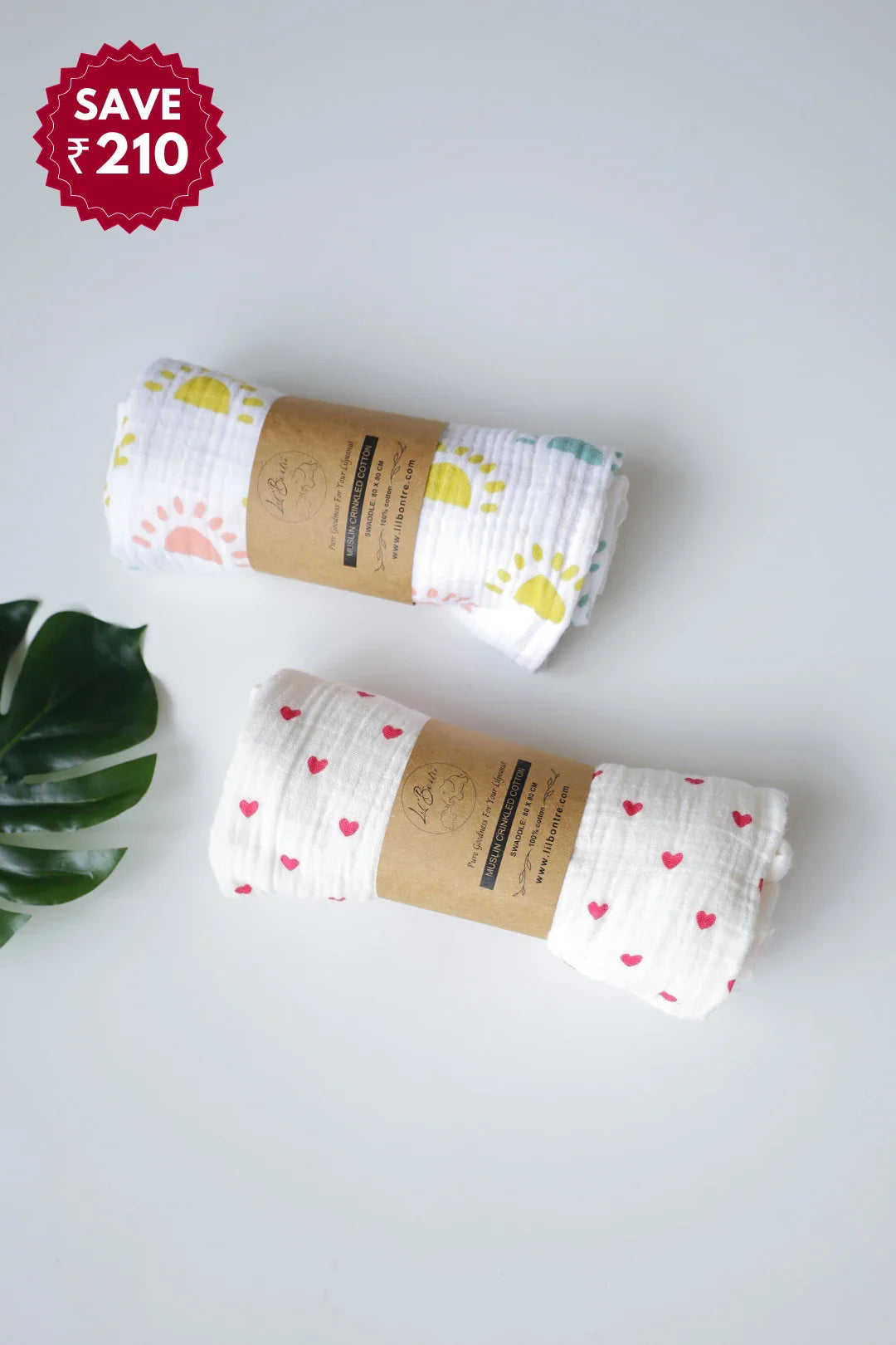 Rosy Rays-Muslin Baby Swaddle-Pack of 2