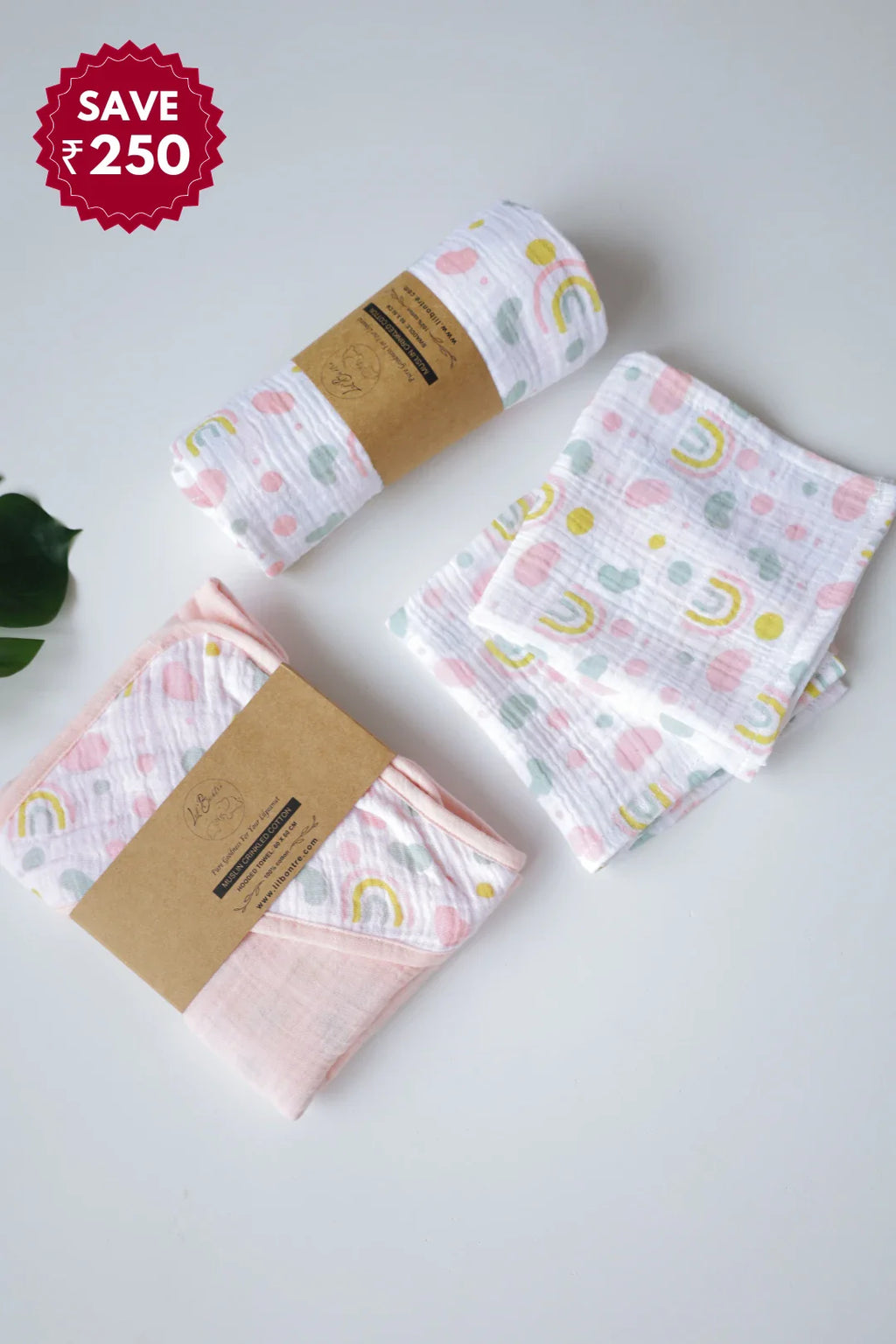 Snuggle Set-3-Combo of Muslin-Baby Swaddle, Hooded Towel & Wipes