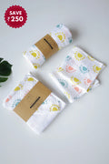 Snuggle Set-4-Combo of Muslin-Baby Swaddle, Hooded Towel & Wipes