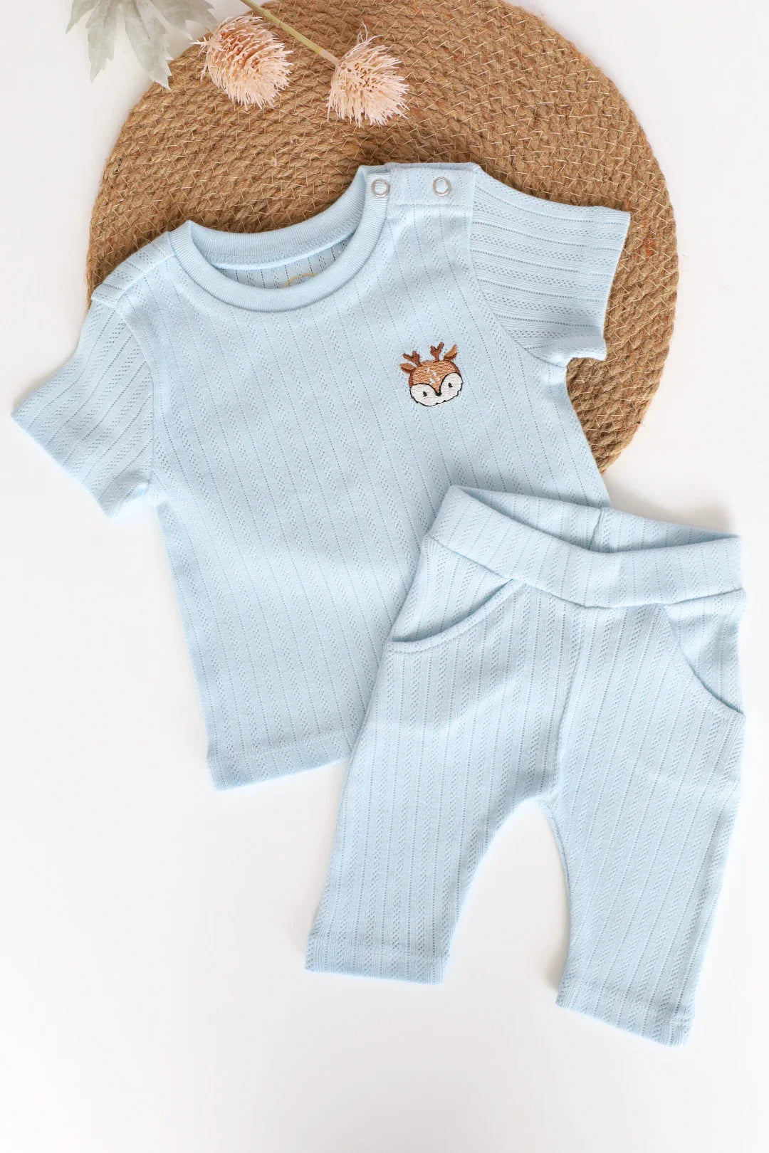 Snuggle Deer-Pointelle T-Shirt and Pant Set