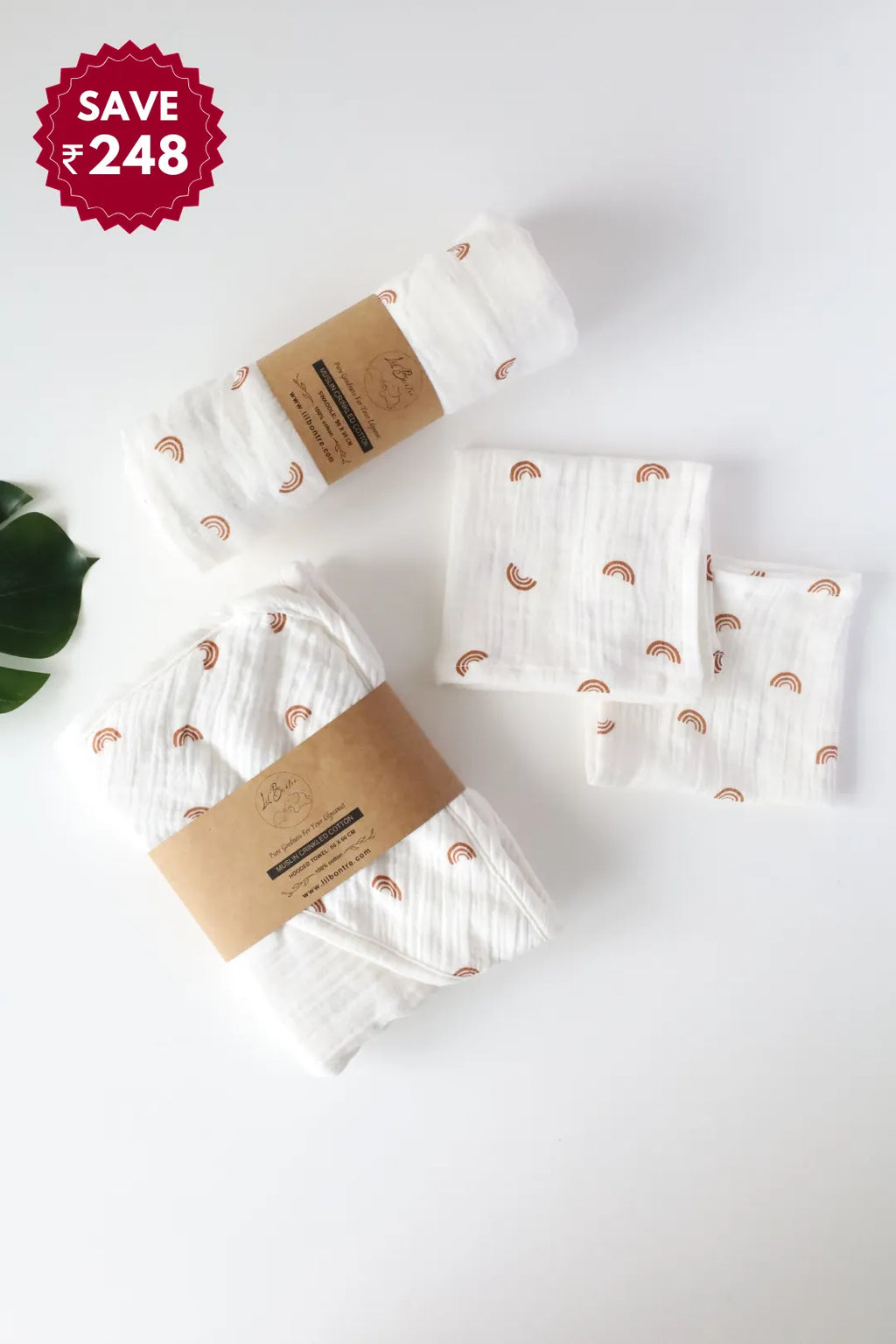 Snuggle Set-6-Combo of Muslin-Baby Swaddle, Hooded Towel & Wipes