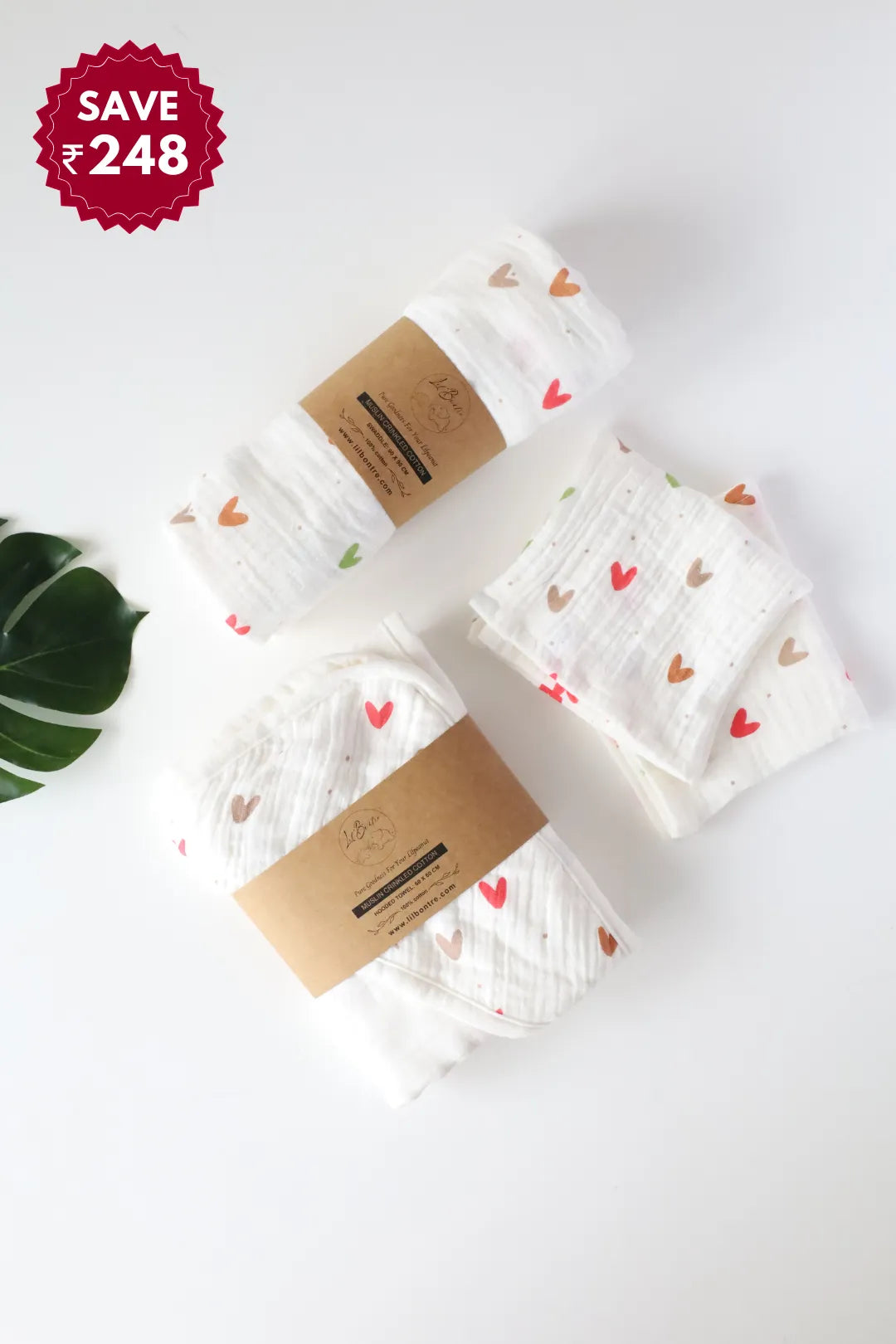 Snuggle Set-7-Combo of Muslin-Baby Swaddle, Hooded Towel & Wipes