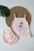 Pink Plumage-Girls Spaghetti Bloomer