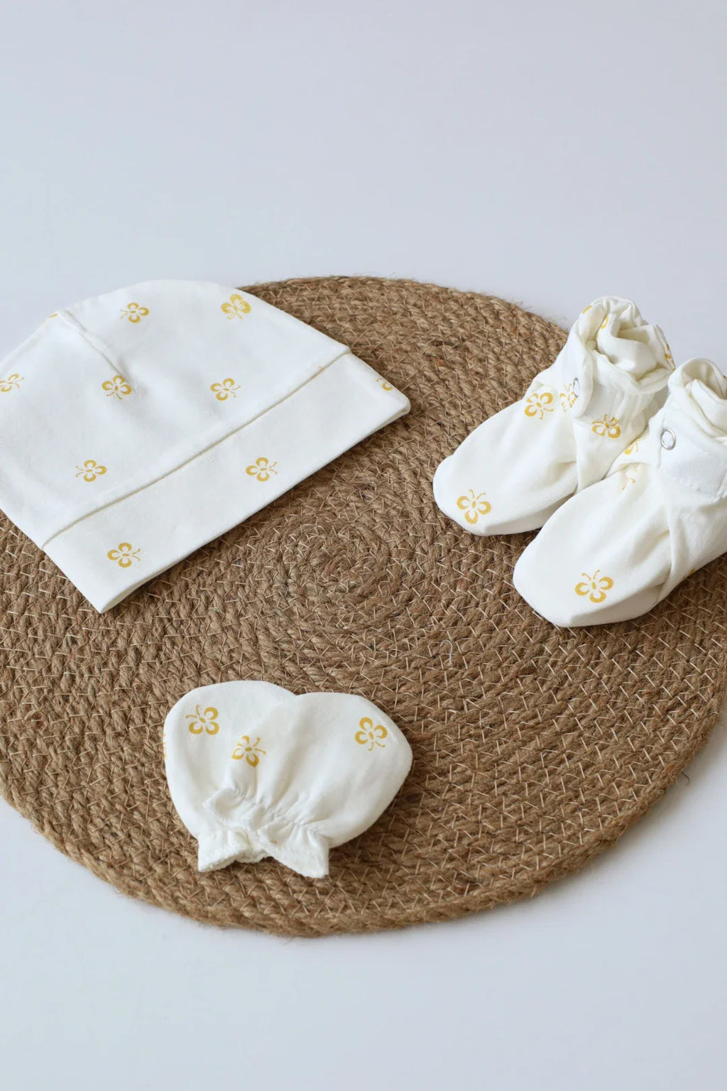 Trio Citrine-Cap Mittens and Booties Combo