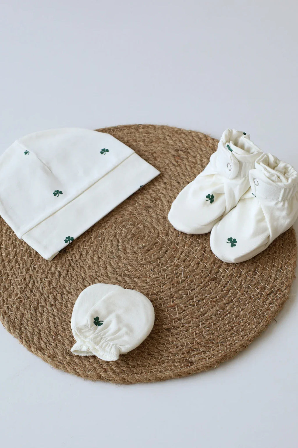 Trio Clover-Cap Mittens and Booties Combo