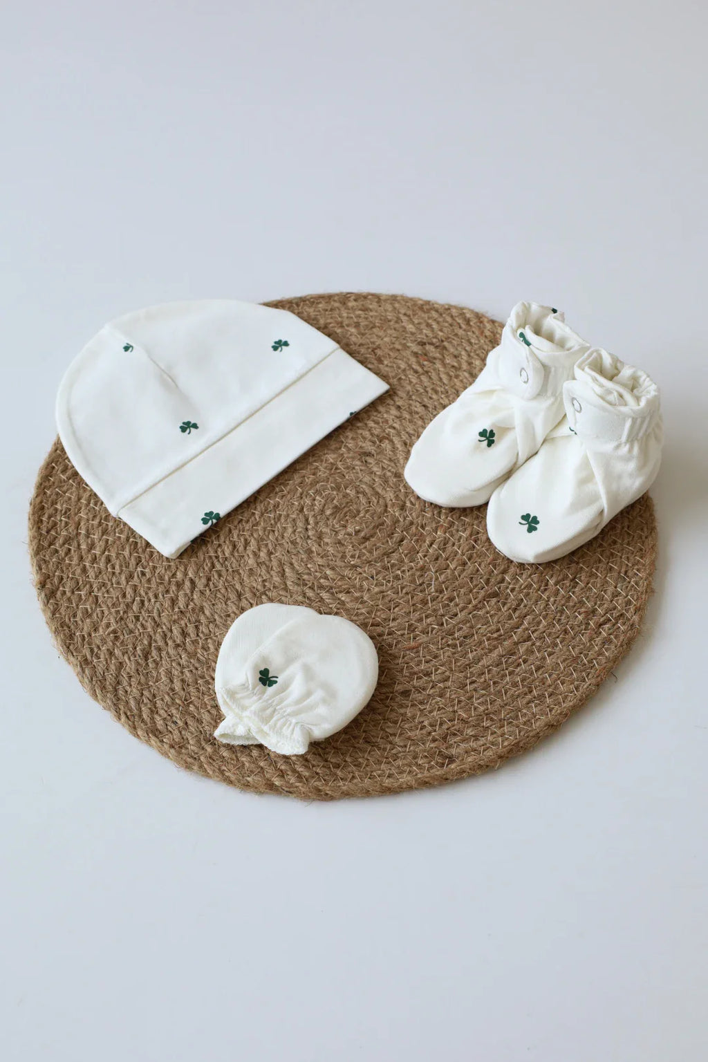 Trio Clover-Cap Mittens and Booties Combo