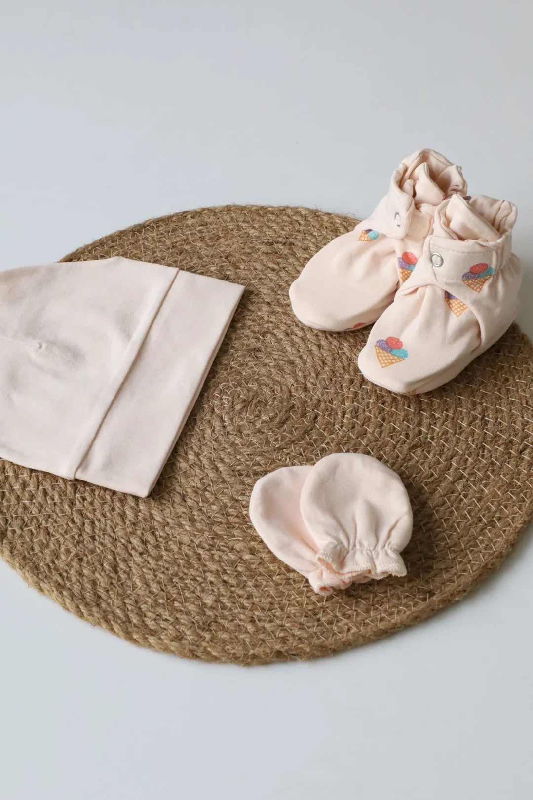 Trio Cone-Cap Mittens and Booties Combo