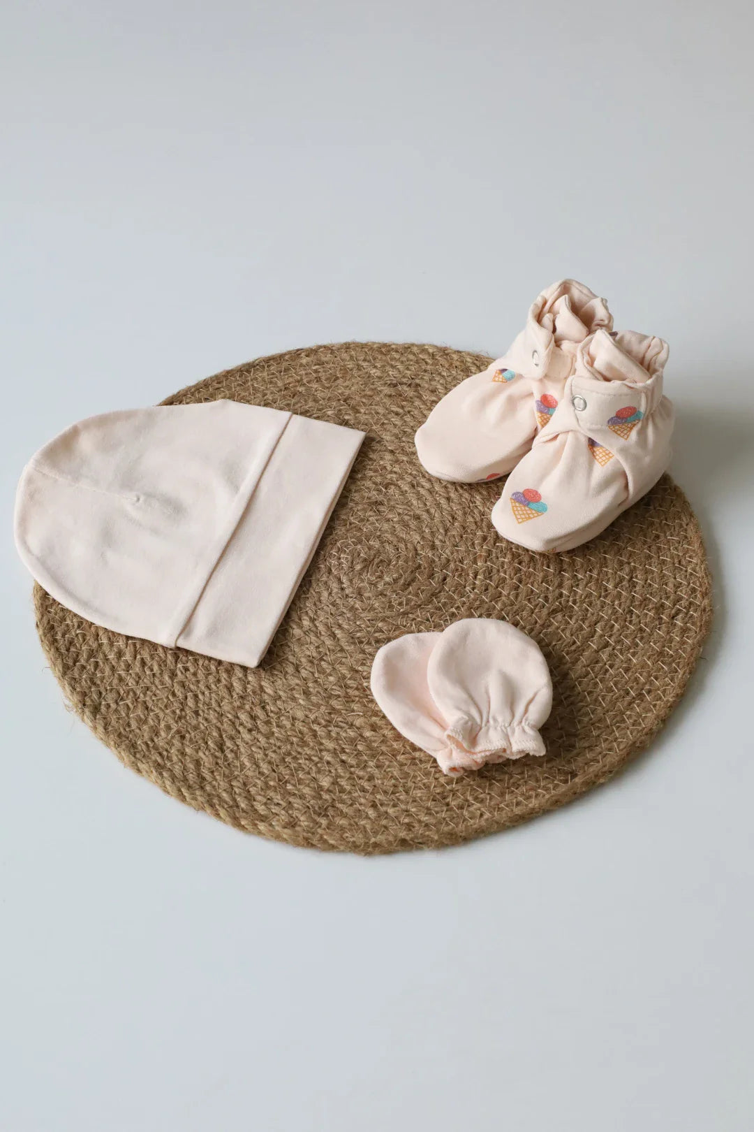 Trio Cone-Cap Mittens and Booties Combo
