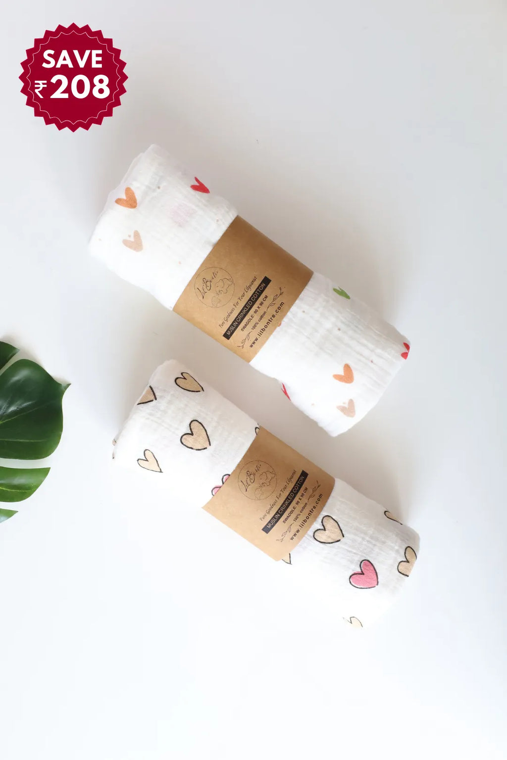 Two Little Heart Hugs-Muslin Baby Swaddle Pack of 2
